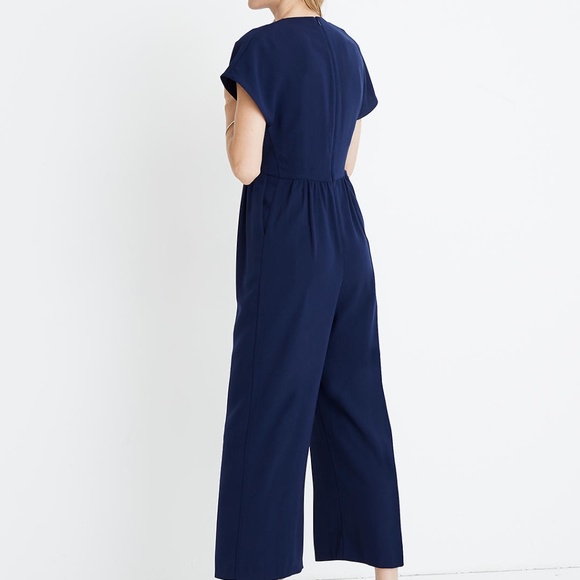 MADEWELL NAVY BLUE V-NECK BUTTON FRONT JUMPSUIT - Picture 9 of 10